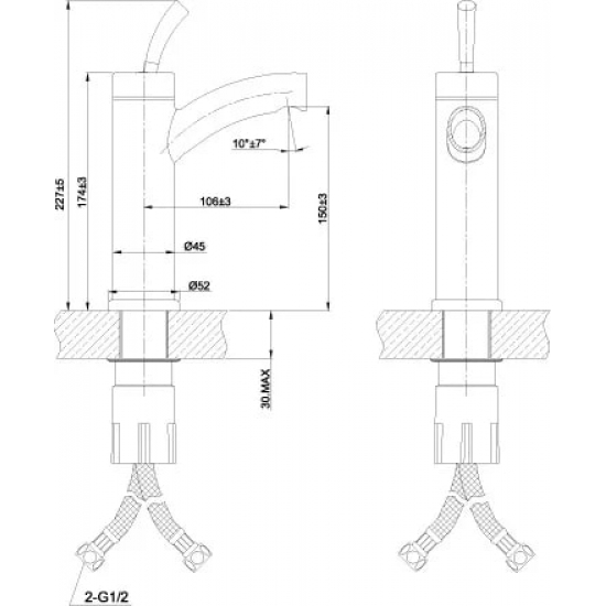 Смеситель для раковины LEMARK Element LM5106S из нержавеющей стали