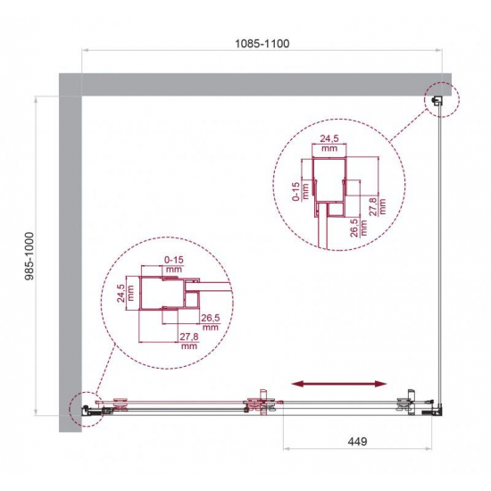 Душевой уголок BelBagno LUCE-AH-1-110/100-C-Cr стекло прозрачное, профиль хром