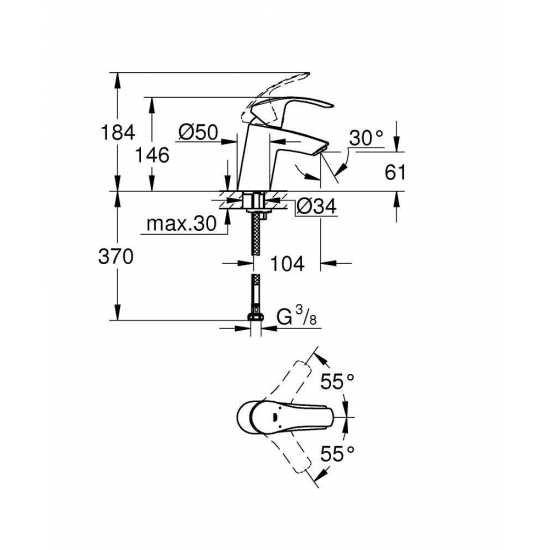 Смеситель для раковины GROHE Eurosmart NEW 32467002