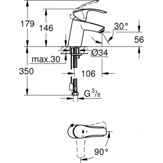 Смеситель для раковины GROHE Eurosmart New 23372002 хром