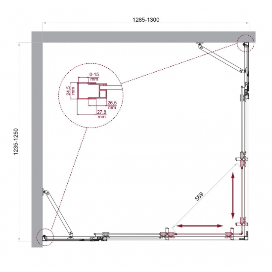 Душевой уголок BelBagno LUCE-AH-22-130/125-C-Cr стекло прозрачное, профиль хром
