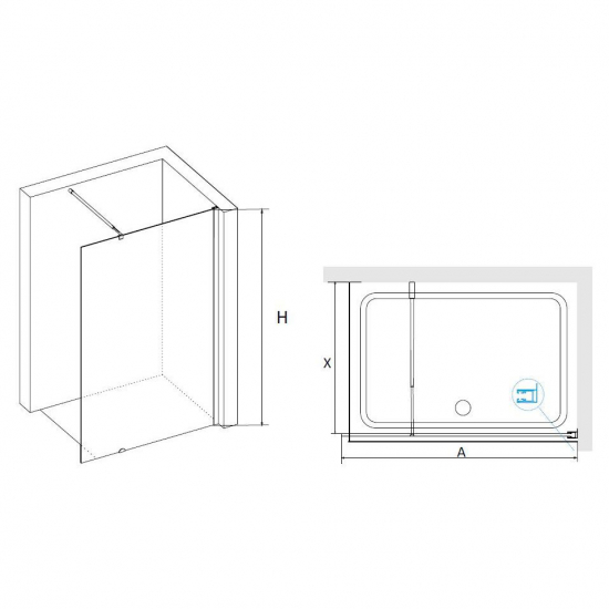 Душевая перегородка RGW Walk In WA-02 100x185 стекло шиншила, профиль хром