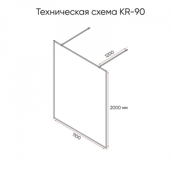 Душевая перегородка VECONI Korato KR-90G 110x200 стекло прозрачное, профиль золотой