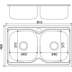 Мойка для кухни MIXLINE 810х460x0,8 мм двухчашевая, нержавеющая сталь