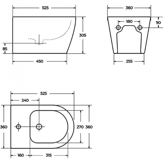 Биде подвесное BELBAGNO Marino BB105BH