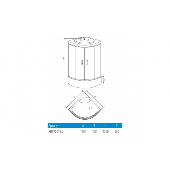 Душевая кабина ERLIT Eclipse ER5710TB4 120x120x215