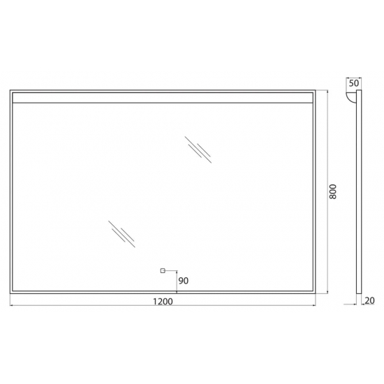 Зеркало BELBAGNO SPC-UNO-1200-800-TCH с подсветкой, сенсорным выключателем