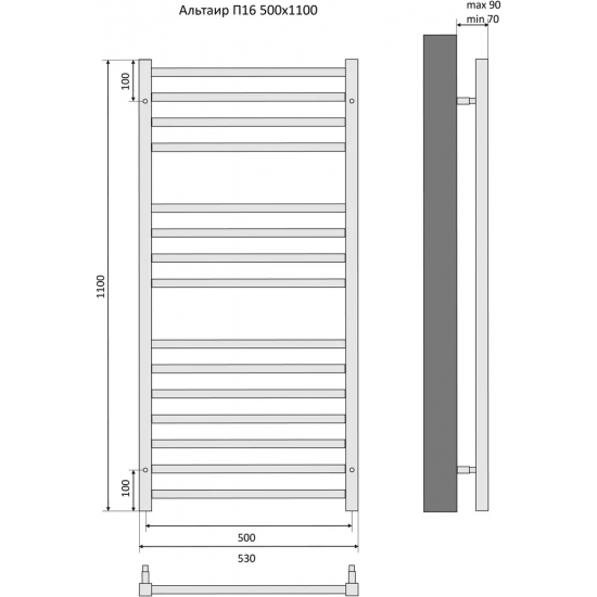 Полотенцесушитель водяной АКВАТЕК Альтаир П16 50x110 хром