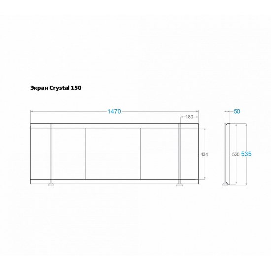 Экран для ванны фронтальный МДФ ALAVANN Crystal 150 купе белый