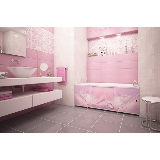 Экран для ванны фронтальный МЕТАКАМ Премиум А 170 с алюминиевой рамой розовый