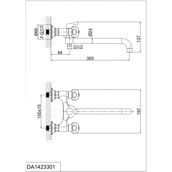 Смеситель для ванны D&K DA1423301