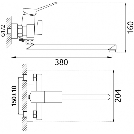 Смеситель для ванны HAIBA HB22818-7 чёрный