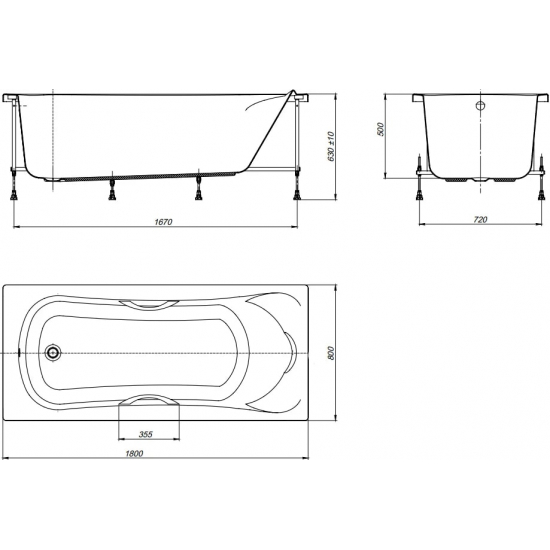 Акриловая ванна ROCA BeCool ZRU9302782 без опоры 180x80 см