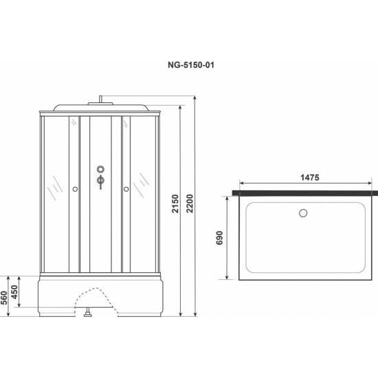 Душевой бокс NIAGARA NG-5150-01 150x70x220