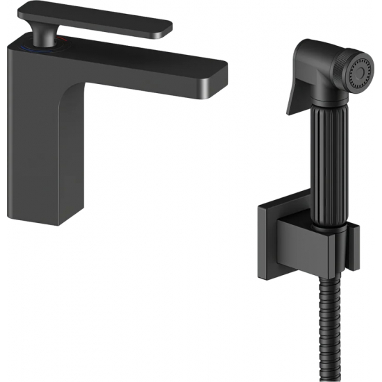 Смеситель для раковины TIMO Torne 4360/03G с гигиеническим душем, чёрный