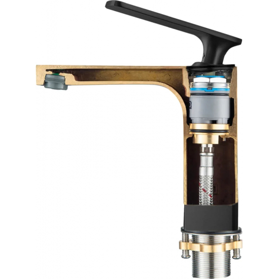 Смеситель для раковины TIMO Torne 4360/03G с гигиеническим душем, чёрный