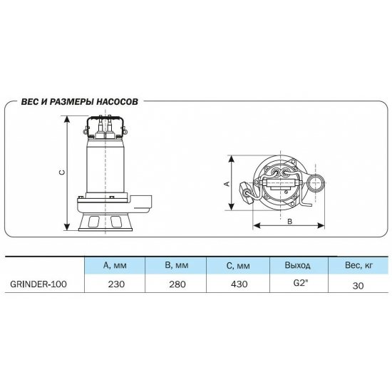 Фекальный насос AQUARIO GRINDER-100 с ножом