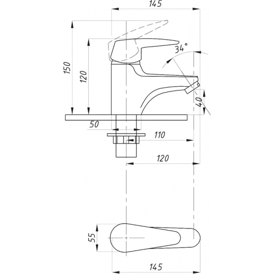 Смеситель для раковины ПРОФСАН Евро ПСМ-740-072 хром