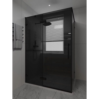 Душевой уголок VECONI Premium Alassio SP BB 120x80 стекло тонированное, профиль чёрный