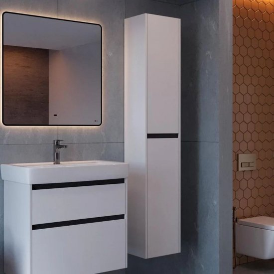 Шкаф-пенал LEMARK Combi 35, чёрный/белый глянец