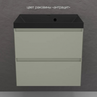 Тумба с раковиной STYLE LINE Манхэттен 60 Plus подвесная олива, раковина Asti 60 антрацит