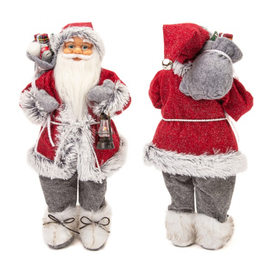 Фигурка Дед Мороз 46 см с фонарем (красный/серый) (6)