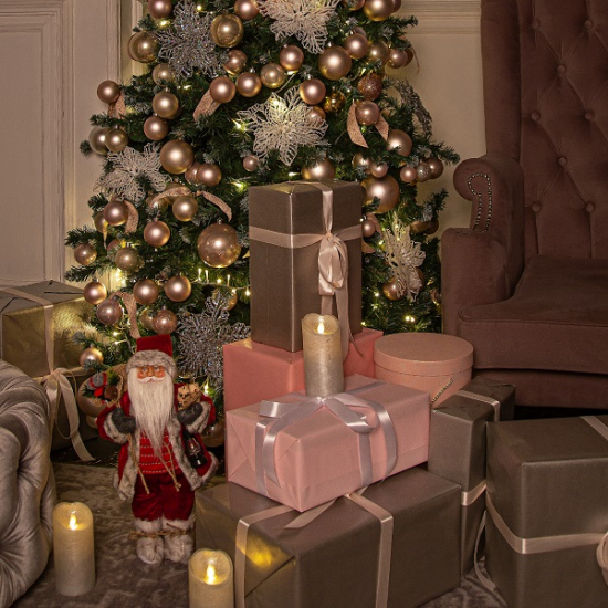 Фигурка Дед Мороз 46 см с фонарем (красный)