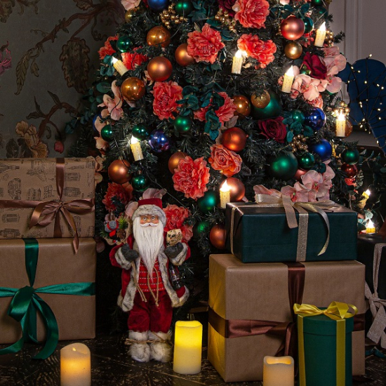 Фигурка Дед Мороз 46 см с фонарем (красный)