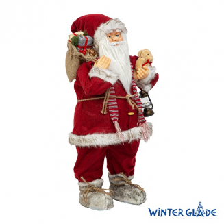 Фигурка Дед Мороз с фонарём 80 см (красный)
