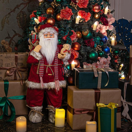 Фигурка Дед Мороз с фонарём 80 см (красный)