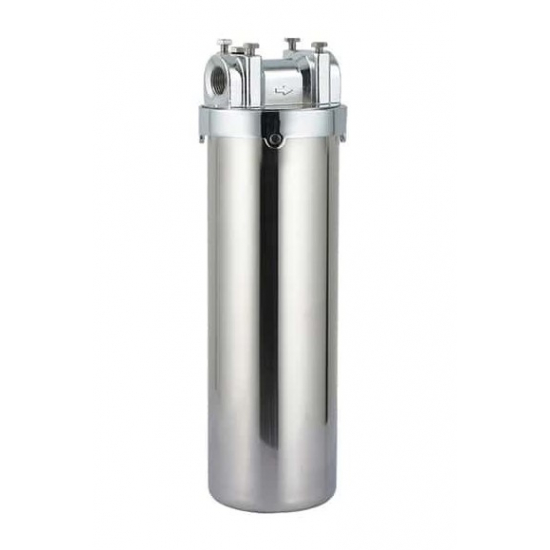 Фильтр магистральный АКВАБРАЙТ АБФ-НЕРЖ-12 10SL для горячей воды 1/2" нержавеющий корпус