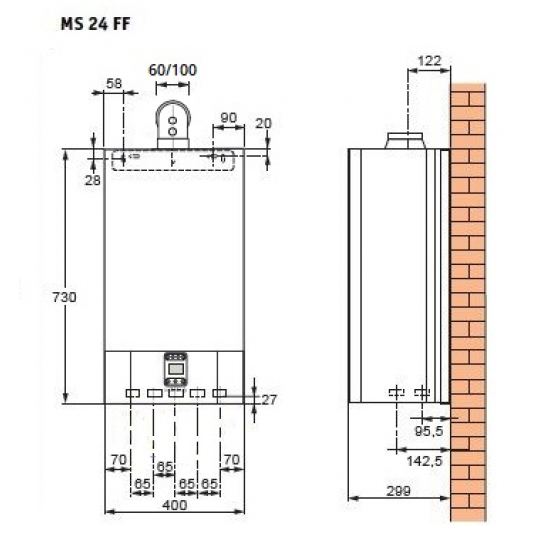 Газовый котел DE DIETRICH ZENA MS 24 FF одноконтурный