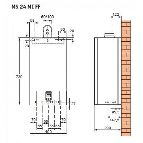 Газовый котел DE DIETRICH ZENA MS 24 MI FF двухконтурный