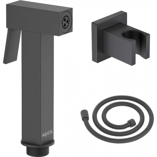 Гигиеническая лейка AQUATEK AQ2053MB со шлангом и кронштейном, матовая чёрная