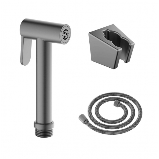 Гигиеническая лейка AQUATEK AQ2054BGM со шлангом и кронштейном, оружейная сталь