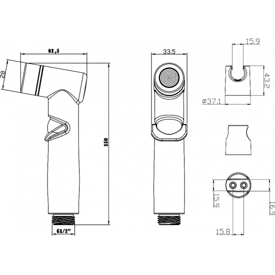 Гигиеническая лейка LEMARK LM8088GM со шлангом и кронштейном, графит