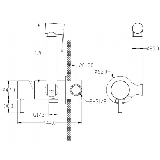 Гигиенический душ BOHEME Medici 434 встраиваемый, со смесителем, бронза