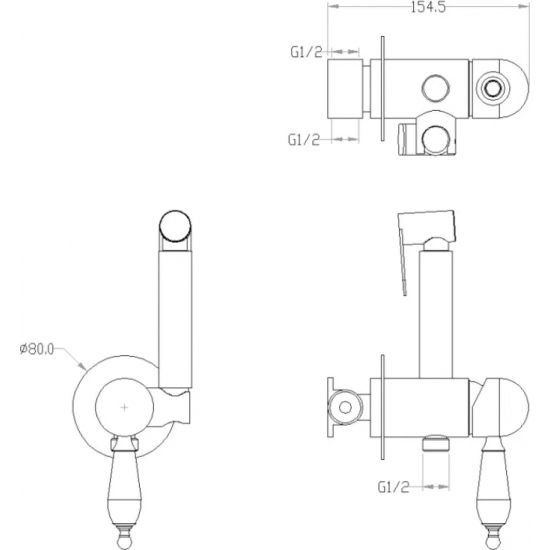 Гигиенический душ BOHEME Medici 434 встраиваемый, со смесителем, бронза