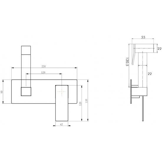 Гигиенический душ BOHEME Q 147-CRG.2 встраиваемый, со смесителем, хром/золото