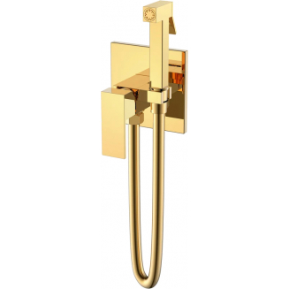 Гигиенический душ BOHEME Qubic 477-G встраиваемый, со смесителем, shinny gold