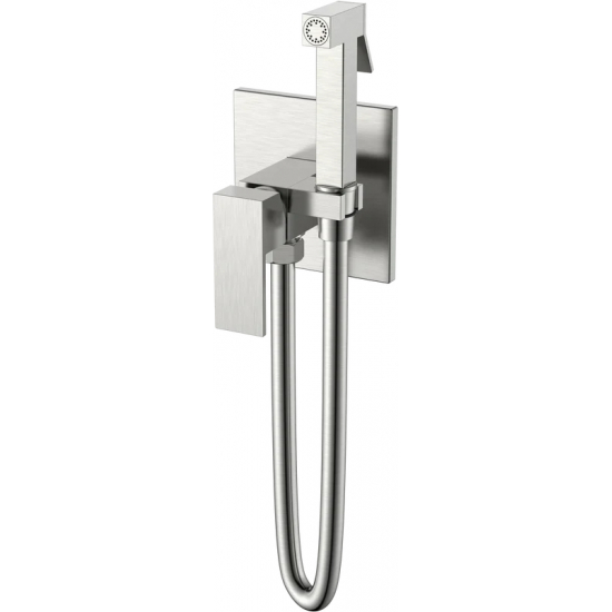 Гигиенический душ BOHEME Qubic 477-NB встраиваемый, со смесителем, brushed nickel