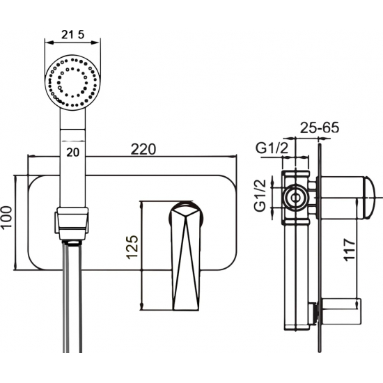 Гигиенический душ BOHEME Venturo 387 встраиваемый, со смесителем, золото