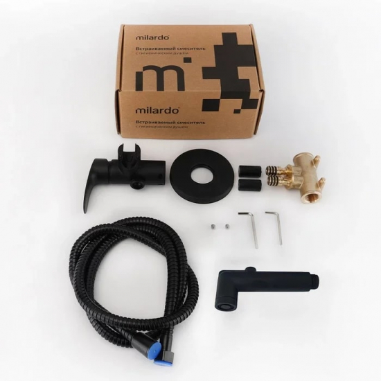 Гигиенический душ MILARDO Rora RORBLR0M08 встраиваемый, со смесителем, чёрный матовый