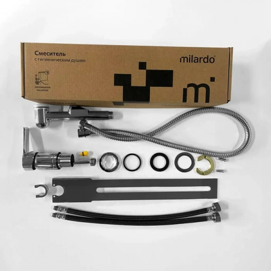 Гигиенический душ MILARDO Tidy 001SB00M08 со смесителем, для установки на унитаз, глянцевый хром