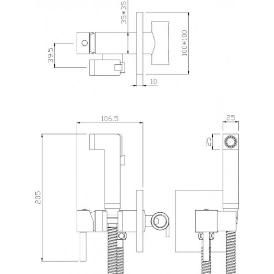 Гигиенический душ ROSSINKA X25-53 встраиваемый, со смесителем, хром
