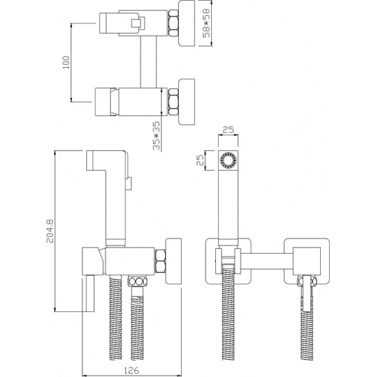 Гигиенический душ ROSSINKA X25-54 со смесителем, хром