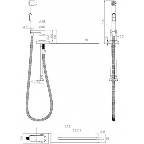 Гигиенический душ ROSSINKA X25-56 со смесителем, для установки на унитаз, хром