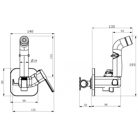 Гигиенический душ RUSH Capri CA1435-99Black встраиваемый, со смесителем, чёрный