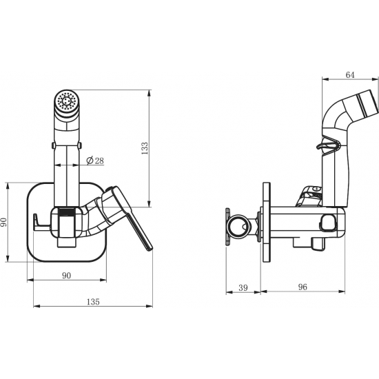 Гигиенический душ RUSH Capri CA1435-99G встраиваемый, со смесителем, золотой
