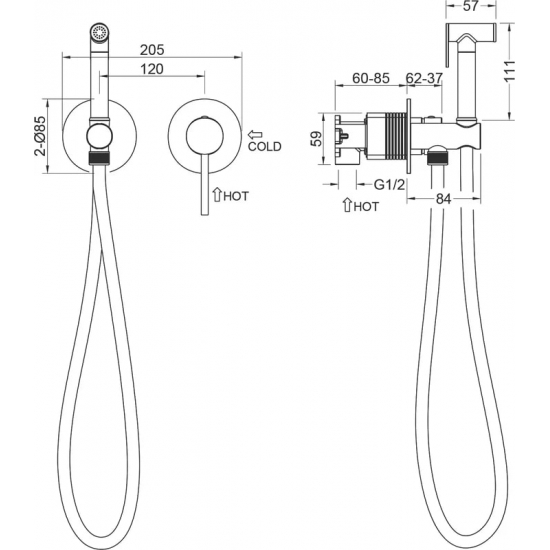 Гигиенический душ TIMO Saona 2339/17SM встраиваемый, со смесителем, с защитой от ожогов, золото